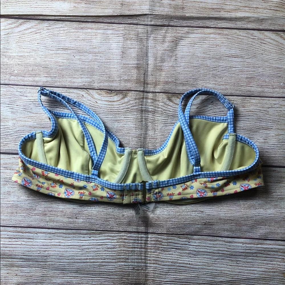 Frankie's Bikinis Yellow‎ and Blue Floral Bikini Top